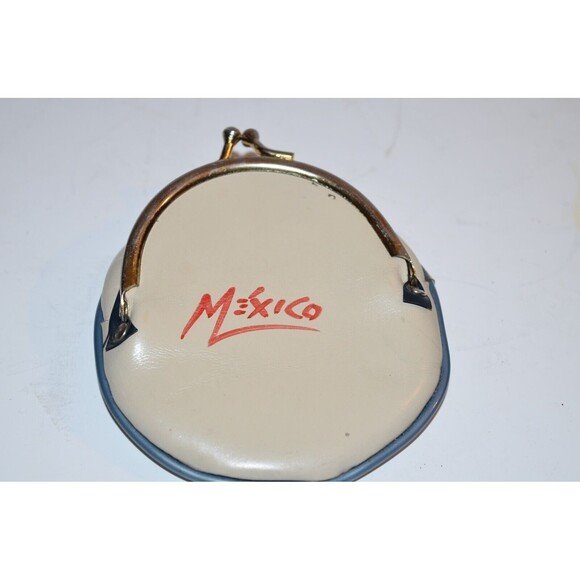 Vtg Military Leather Cap Hat Coin Purse Eagle change souvenir Mexico - Picture 4 of 10